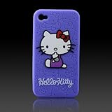 Hello Kitty Embossed Purple "Flexa" silicone case cover for Apple iPhone 4