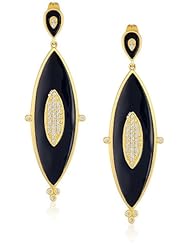 Freida Rothman Belargo Jewelry Long Marquise Black and White Enamel Earrings