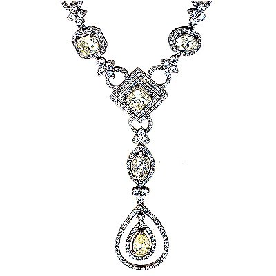 16.80 Ct Round Diamond Fashion Necklace 18k White 