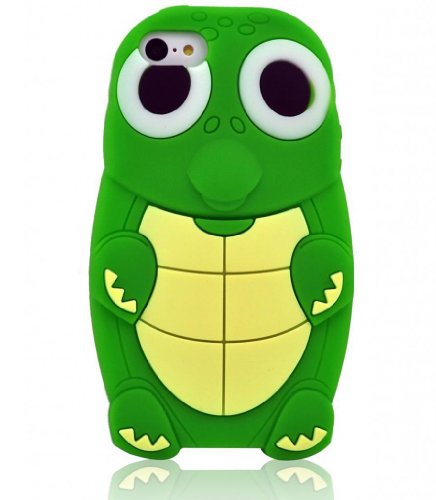 Green 3D Cartoon Lovely Turtle Pattern Soft Silicone Case Cover Skin for Apple iPhone 5C