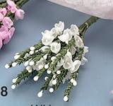 White Heather Fabric Flowers  Bunch of 12
