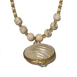 Howlite Necklace 01 Pendant Shell Coin Purse Locket White Crystal Healing Belt 16