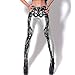 Female Stretchy Mid Waist Rock X-ray Skeleton Printed Leggings Pencil Pants Slacks White