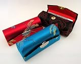 Lipstick Case - 3pcs Set Satin Silky Fabric Lipstick Case w/Mirror Random Assorted Floral Prints 3.5