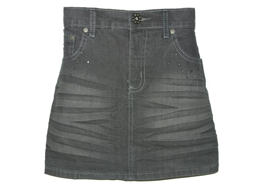 Girls Sequin Distressed Jean Mini Short Skirt
