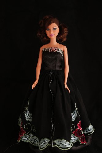 Black Barbie Sized Doll Party Dress