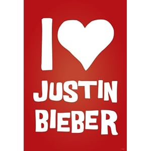 I Love Justin Bieber (Red, Heart) Music Poster Print - 13x19
