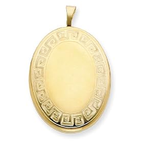 Exquisite 1/20 Gold Filled 20mm Greek Key Border Oval Locket
