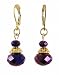 Earrings - E481 - Faceted Metallic Plated Glass Beads Hung on Gold Tone Leverbacks ~ Purple Gold