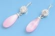 Stone Earrings - Pink Mother of Pearl and Clear CZ - 25 mm