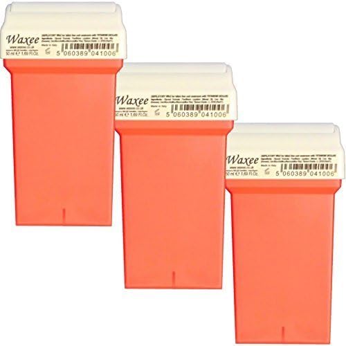 veet size, easy wax roller replacement 50ml roll-on wax cartridge, "Waxee" (3 x 50ml roll on wax cartridge) by KITLAS Cosmetics.