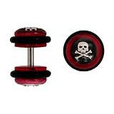 Fake Acrylic Plugs - Black with Skulls 16g Wire; 8mm - Sold As a Pair