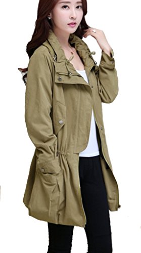 人気　春のモッズコート　人気のカーキ色・ネイビー色の2色使用です　腰から裾がフレアなスカートのようでふんわりした印象です　おすすめ商品　『限定・巾着袋付き』