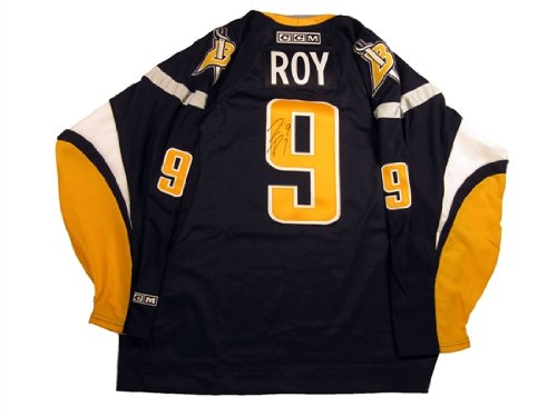 Derek Roy Autographed Buffalo Sabres Hockey Blue Jersey Old Logo