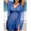 BellaDonnaModen Strandkleid Tunika Kaftan Transparent Blau