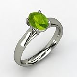 Oval Peridot Ring in 14K White Gold