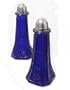 Cobalt Blue Glass Embossed Floral Salt & Pepper Shakers