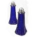 Cobalt Blue Glass Embossed Floral Salt & Pepper Shakers