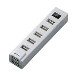 BUFFALO USB2.0Hub バスパワー 7ポート 電源集中スイッチ付 シルバー BSH7U02SVの画像
