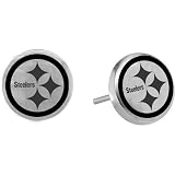 Team Titanium Pittsburgh Steelers Steel Button Logo Earrings