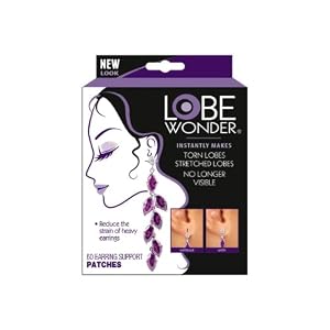 Lobe Wonder 120 Invisible Earring Ear-Lobe Support Patches - Provides Relief for Damaged, Streched Ear-Lobes and Helps Protect Healthy Ear Lobes Against Tearing
