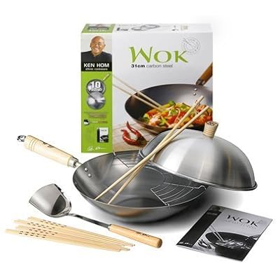 Ken Hom 31cm Traditional Carbon Steel 10 Pce Wok Set