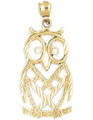 Dazzlers Solid 14k Gold Owl Charm Pendant Available in three colors from jewelsberry (weights: 2.6 grams only)