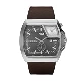 Diesel Men's Multi-Dial Gunmetal Chronograph Watch Dz1417 With Brown Leather Strap