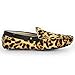 Fulinken Leopard Haircalf Leather Men's Comfort Slip Ons Loafers Driving Shoes