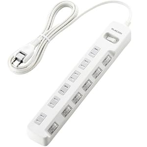 【クリックでお店のこの商品のページへ】ELECOM 雷ガードタップ 一括&個別スイッチ ホコリシャッター付 6個口 2.5m WH T-K05-2625WH