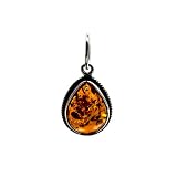 Genuine Honey Amber Sterling Silver Drop Very Small Classic Pendant
