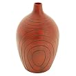 Handmade Mottled Crimson Terracotta Cask Vase With Line Etchings