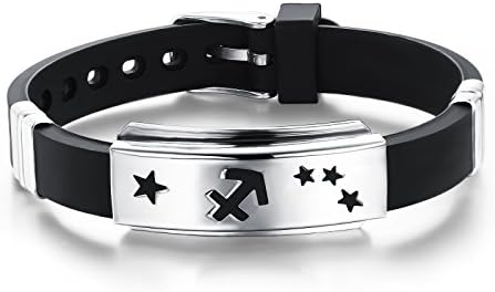 Geminis Fashion Jewelry 12 Constellations Pattern Stainless Steel Silicone Men's Bangle Bracelet Wristband----Sagittarius