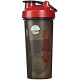 BlenderBottle Full Color Bottles - New Black Translucent Color with Shaker Ball - Red - 28oz