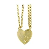 Heart Shaped Best Friend Necklaces, Available in a Polished 14k Gold Plated Each Comes on 20 Chain.