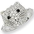 Sterling Silver Cubic Zirconia Cat Ring by Cheryl M