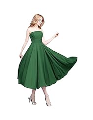 Plus Size Strapless Backless Tea Length Evening Dress/Bridesmaid Dress/Prom Dress/Wedding Party Dress 