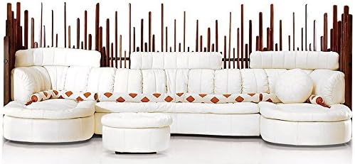 oversize sectional sofa Italian white leather waxed exotic wood masterful