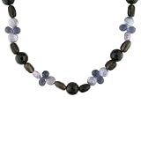10-11mm Cultured Freshwater Purple Dyed Coin Pearl and Multi-Gemstone Necklace