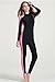 Micosuza One-Piece Swim Surfing Suit Swimsuit for Women Long Sleeve Pink and Black