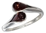 Sterling Silver Honey Amber Teardrop Bypass Ring