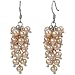 Peach Pink Cultured Pearl Platinum Overlay CAREFREE Sterling Silver Bunch Earrings