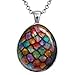 Wearable Treasures Rainbow Dragon Egg Necklace, Egg Shaped Pendant, Image Under Glass Jewelry