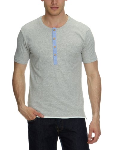SELECTED Herren T-Shirt 16026519 Dayton Split Neck, Gr. 52 (L), Grau (Light Grey Melange) Preisvergleich