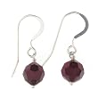 Anna Perrone Red Faceted Round Glass Bead Earrings Finished with .925 Sterling Silver