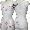 Ex Store Summer Brights - Embroidered Bra & Shorts Set White & Cerise Pink