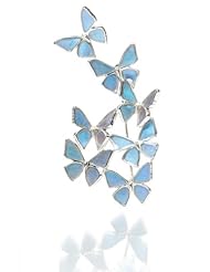 Wings of Fancy, Flourishing Blue Morpho Spray Pin, .925 Sterling Silver, Rhodium Plated