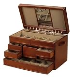 Mele Empress Walnut Jewelry Box With Hidden Necklace Drop