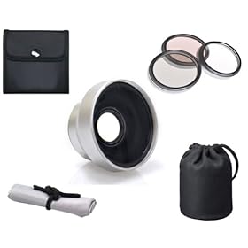 Canon VIXIA HF M50 High Definition 2.5x Telephoto Lens (37mm) + 3 Piece Lens Filter Kit (43mm) + Stepping Ring (43mm-37mm) + Nwv Direct Microfiber Cleaning Cloth
