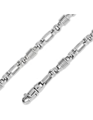 14K Solid White Gold Hip Hop Bullet Chain Necklace 7mm (17/64") 26"